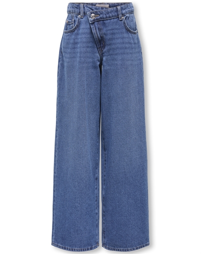 Kids Only - KOGHope Wide Uneven Jeans - Medium Blue Denim